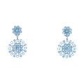 Merletti 04 Petite Drop Earrings in Sky Blue with enamelled metal laminae and crystal embellishments.