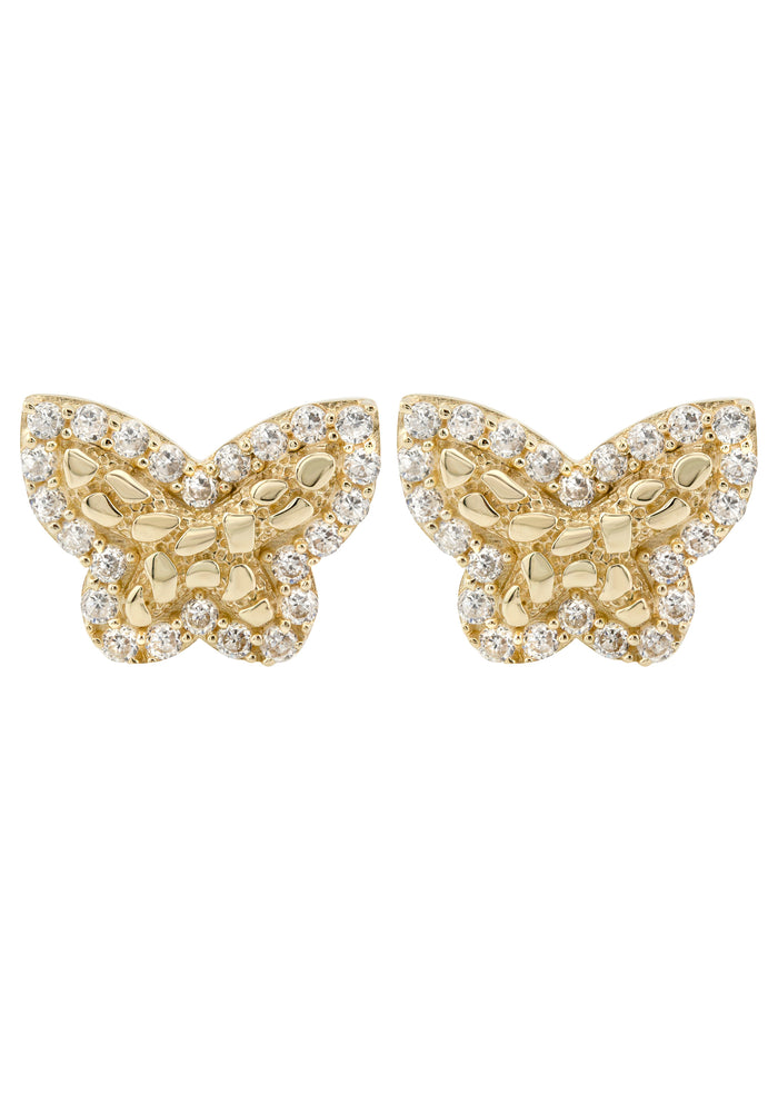 10K Gold Butterfly Nugget Earrings | Appx 0.5 Inches Wide | Style #129
