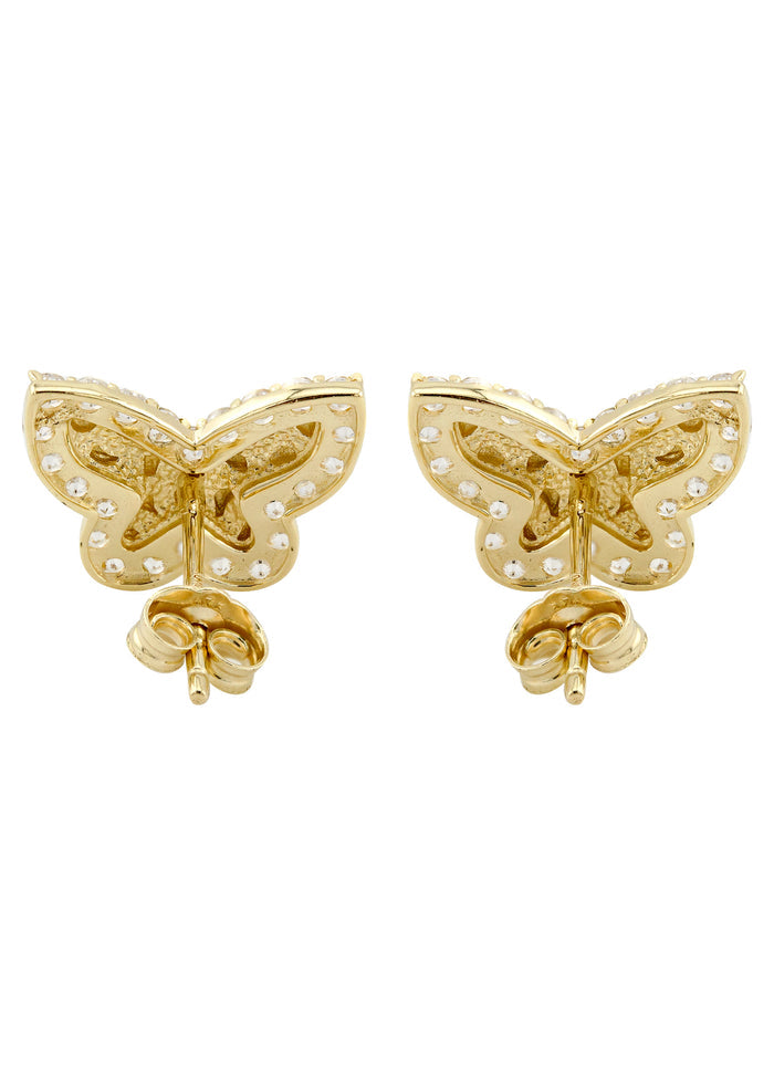 10K Gold Butterfly Nugget Earrings | Appx 0.5 Inches Wide | Style #129