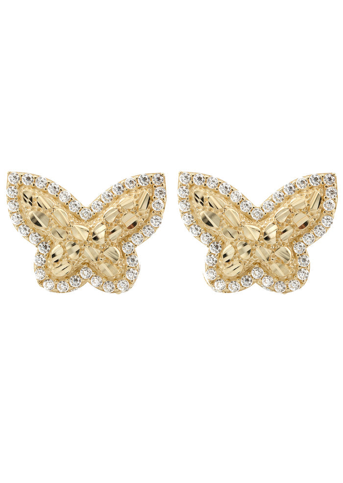 10K Gold Butterfly Nugget Earrings | Appx 0.6 Inches Wide | Style #125