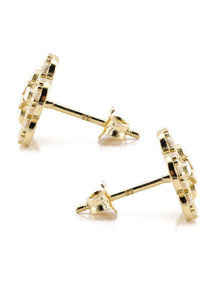 10K Gold Flower Nugget Earrings | Appx 0.5 Inches Wide | Style #89