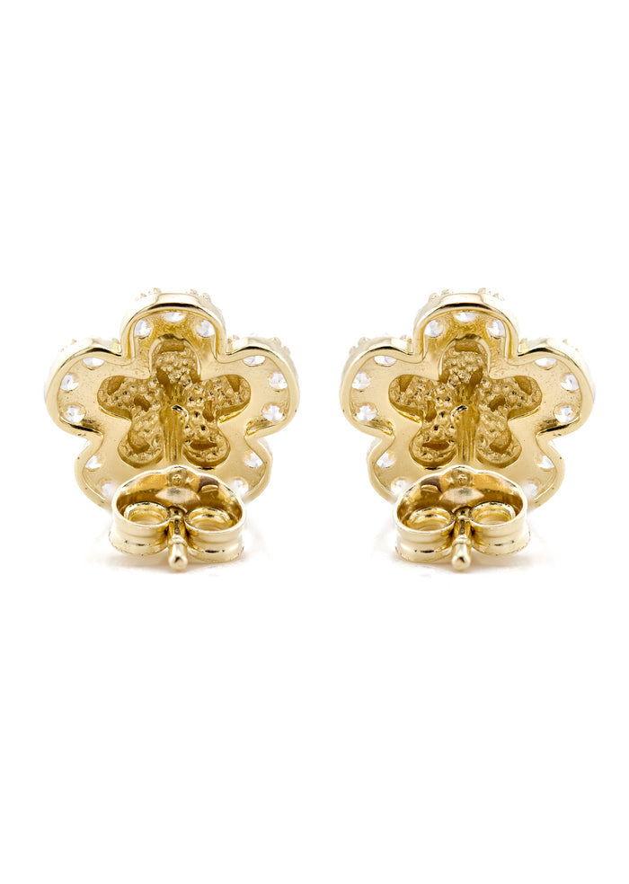 10K Gold Flower Nugget Earrings | Appx 0.5 Inches Wide | Style #89