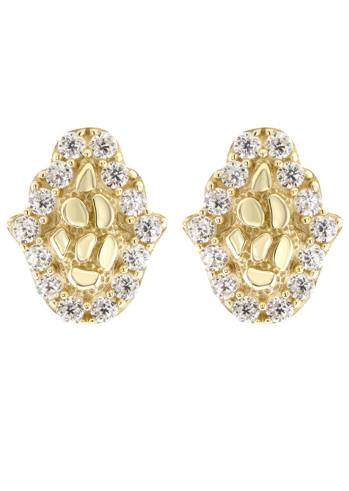10K Gold Hamsa Nugget Earrings | Appx 0.3 Inches Wide | Style #113
