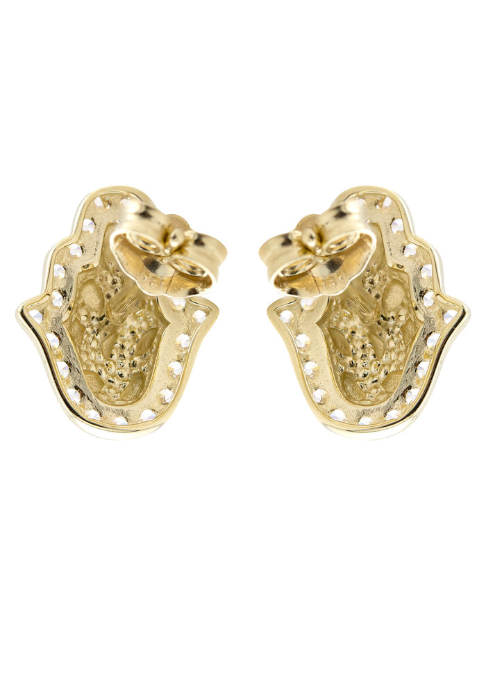 10K Gold Hamsa Nugget Earrings | Appx 0.3 Inches Wide | Style #113