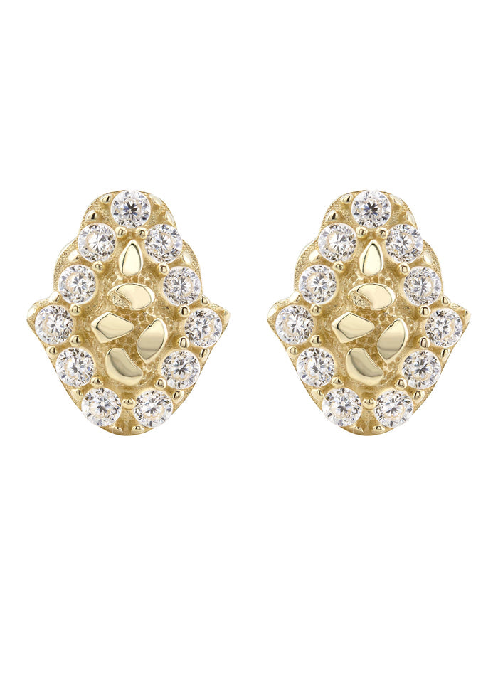 10K Gold Hamsa Nugget Earrings | Appx 0.3 Inches Wide | Style #117