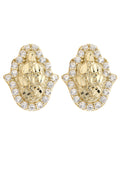 10K Gold Hamsa Nugget Earrings | Appx 0.4 Inches Wide | Style #109
