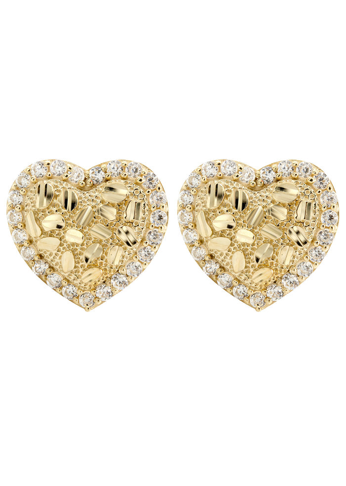 10K Gold Heart Nugget Earrings | Appx 0.5 Inches Wide | Style #69