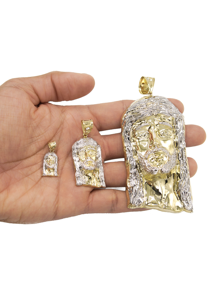 10K Gold Jesus Head Pendant  |  Customizable Size
