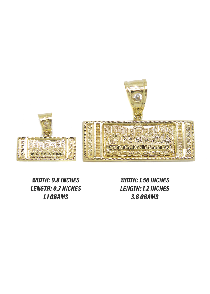 10K Gold Last Supper Pendant | Customizable Size