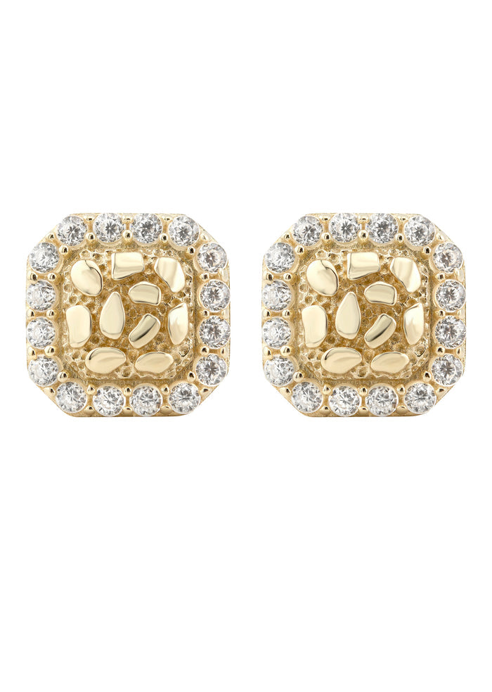 10K Gold Nugget Earrings | Appx 0.3 Inches Wide | Style #25