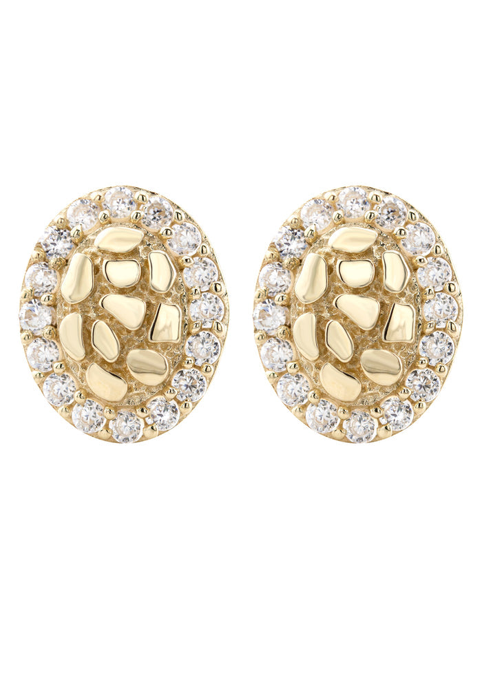 10K Gold Nugget Earrings | Appx 0.3 Inches Wide | Style #29