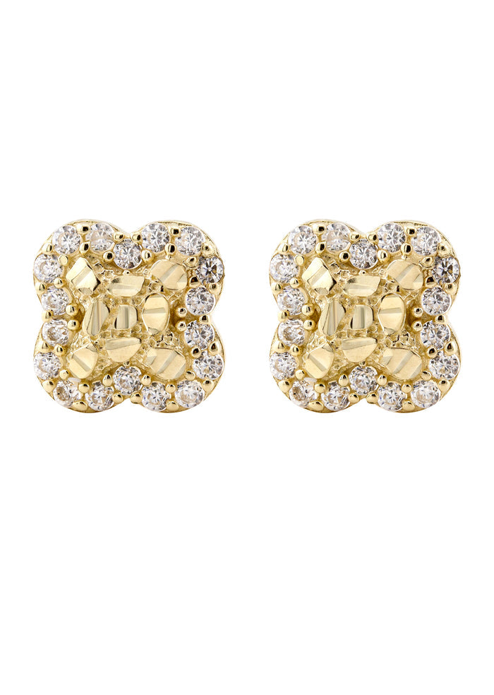 10K Gold Nugget Earrings | Appx 0.3 Inches Wide | Style #45