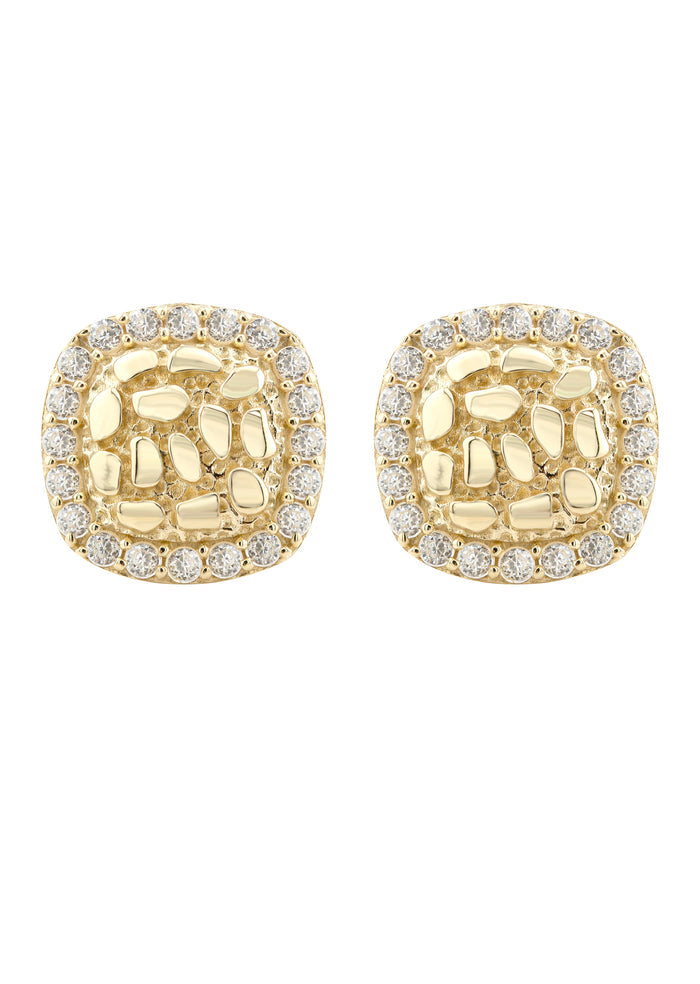 10K Gold Nugget Earrings | Appx 0.4 Inches Wide | Style #17