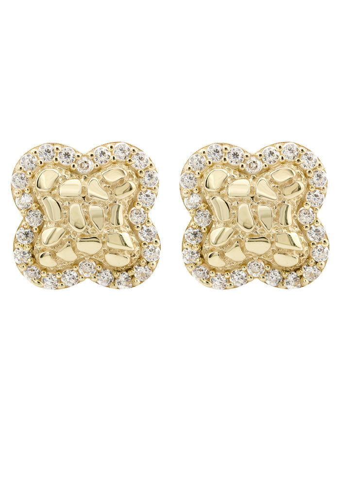10K Gold Nugget Earrings | Appx 0.4 Inches Wide | Style #41