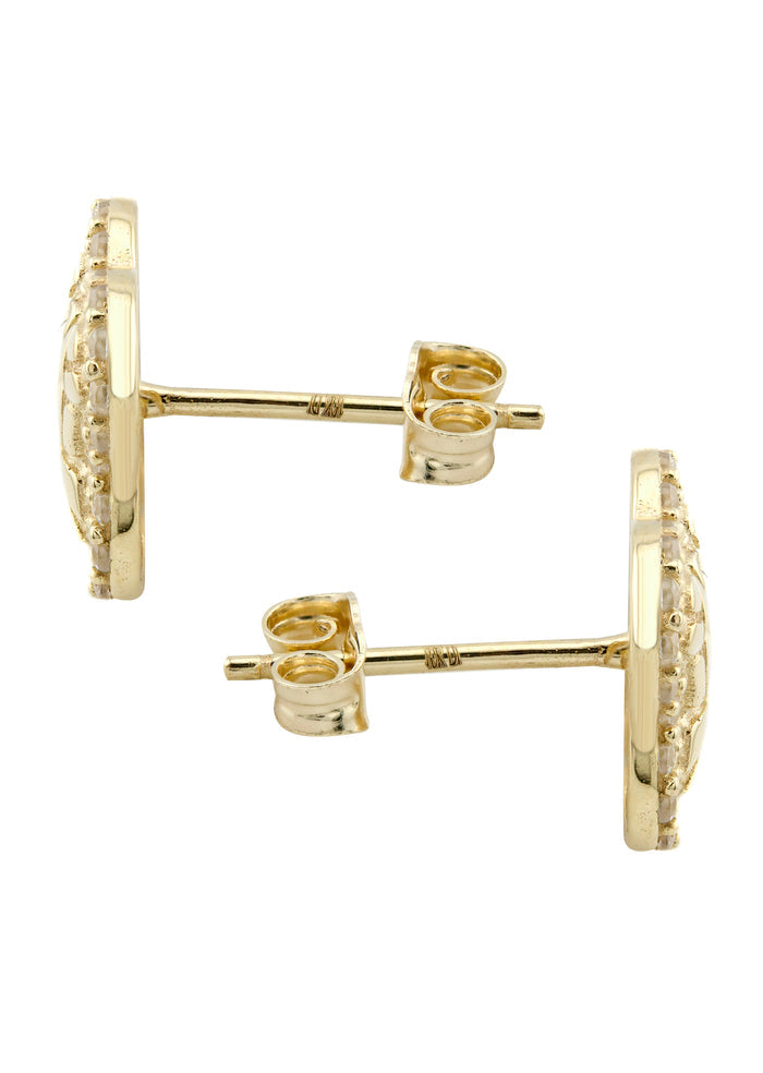10K Gold Nugget Earrings | Appx 0.4 Inches Wide | Style #41
