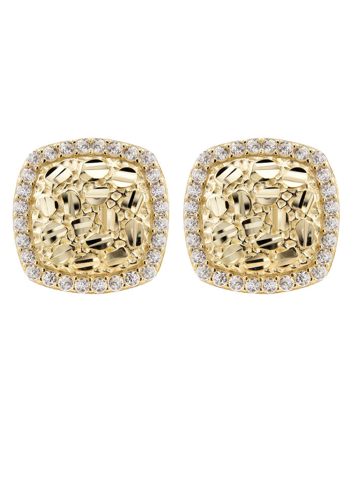 10K Gold Nugget Earrings | Appx 0.5 Inches Wide | Style #13