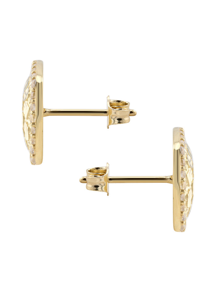 10K Gold Nugget Earrings | Appx 0.5 Inches Wide | Style #13