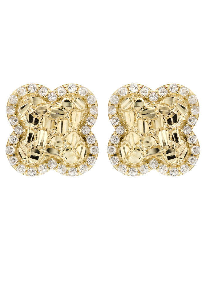 10K Gold Nugget Earrings | Appx 0.5 Inches Wide | Style #37