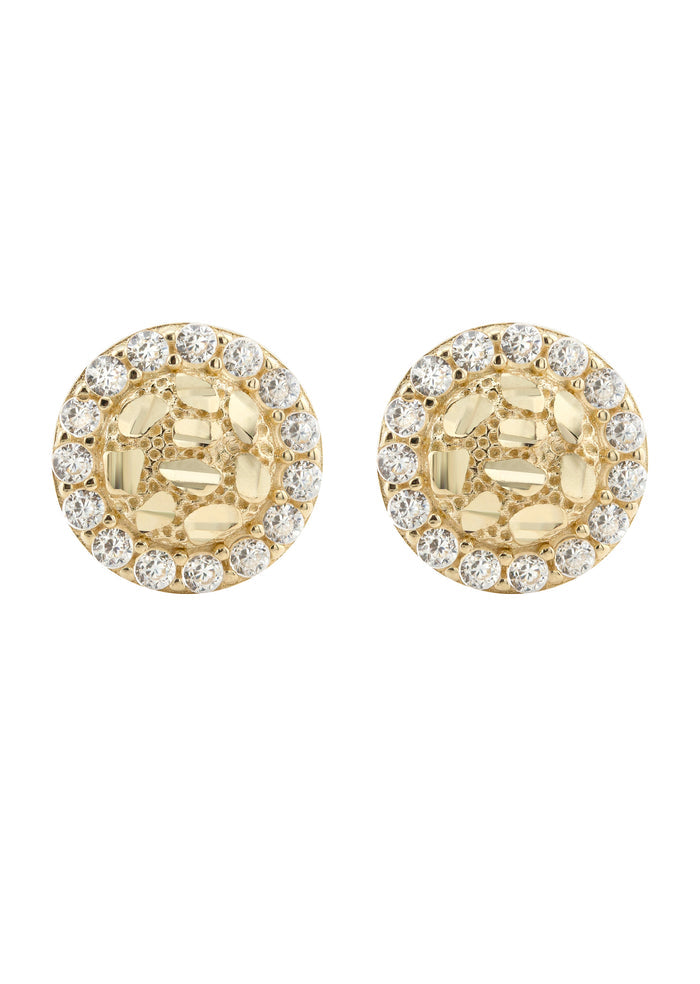 10K Gold Round Nugget Earrings | Appx 0.3 Inches Wide | Style #9