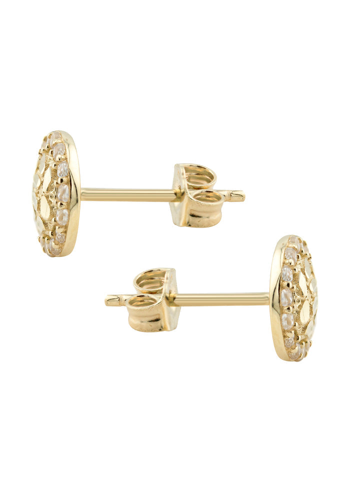 10K Gold Round Nugget Earrings | Appx 0.3 Inches Wide | Style #9