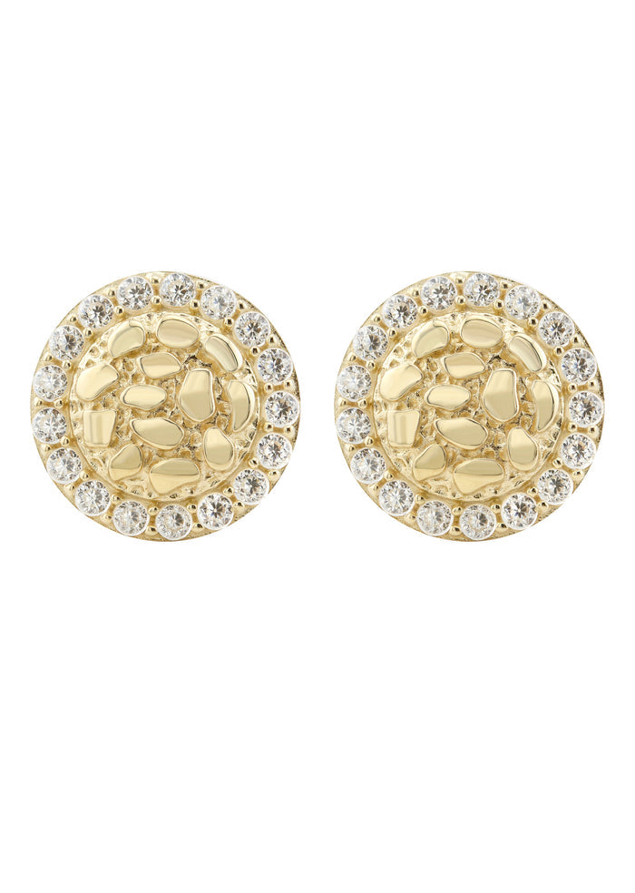10K Gold Round Nugget Earrings | Appx 0.4 Inches Wide | Style #5