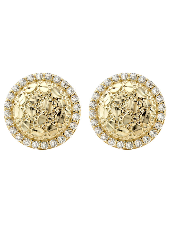 10K Gold Round Nugget Earrings | Appx 0.5 Inches Wide | Style #1