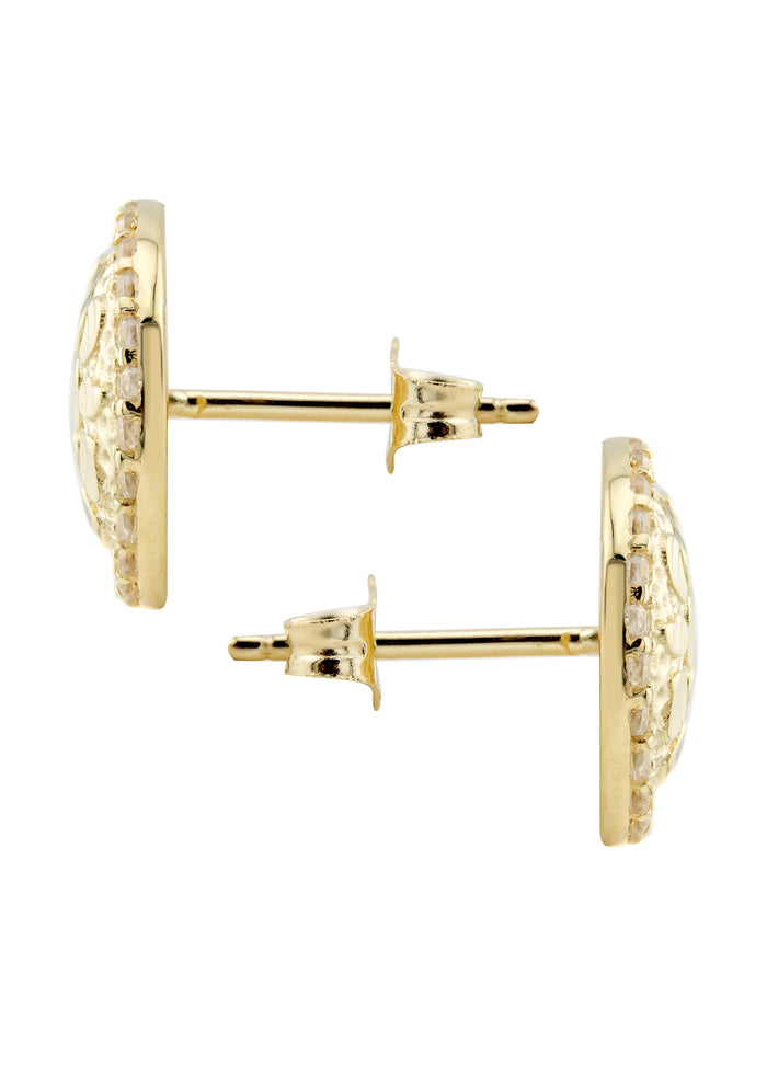 10K Gold Round Nugget Earrings | Appx 0.5 Inches Wide | Style #1