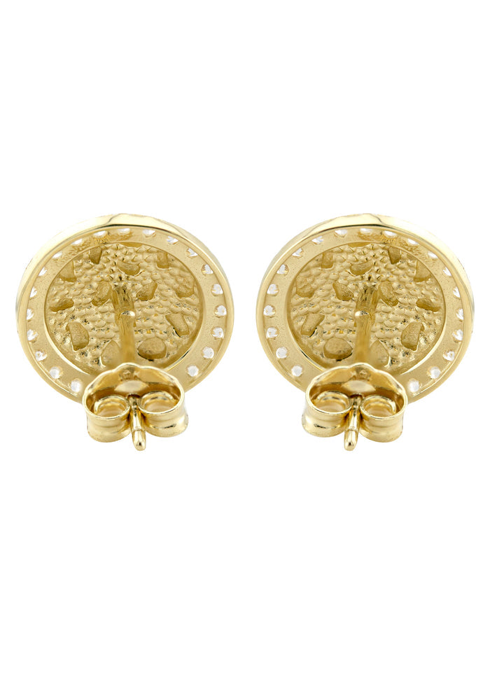 10K Gold Round Nugget Earrings | Appx 0.5 Inches Wide | Style #1