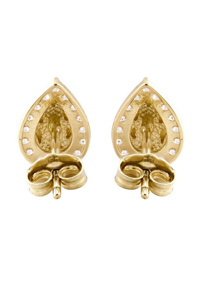 10K Gold Tear Drop Nugget Earrings | Appx 0.3 Inches Wide | Style #53