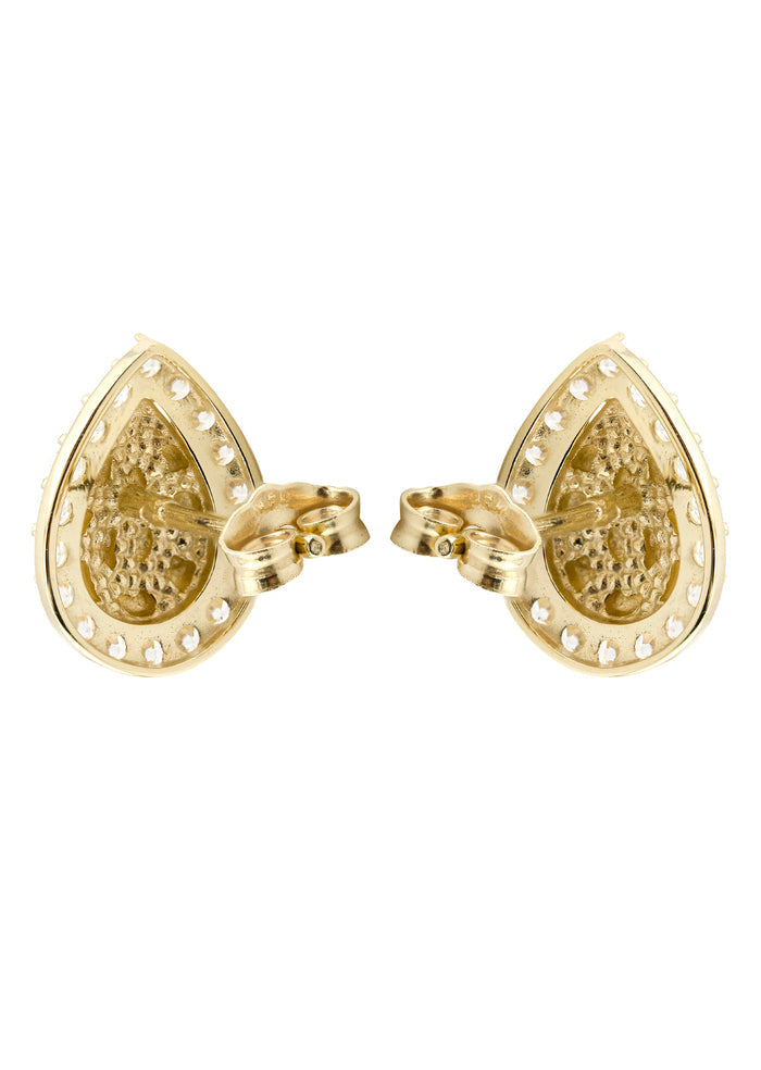 10K Gold Tear Drop Nugget Earrings | Appx 0.4 Inches Wide | Style #49