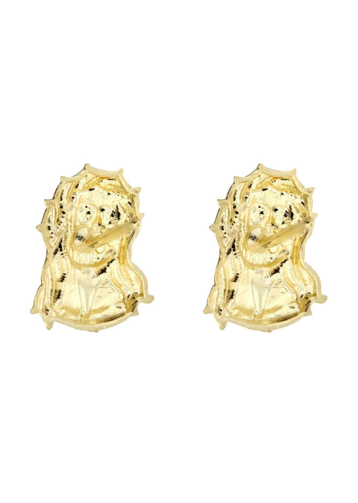 Jesus Head 10K Yellow Gold Earrings | Appx 1/4 Inches Wide Gold Earrings For Men FROST NYC