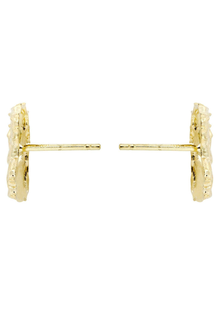 Jesus Head 10K Yellow Gold Earrings | Appx 1/4 Inches Wide Gold Earrings For Men FROST NYC