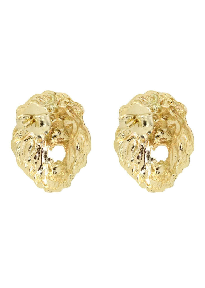 Lion Head 10K Yellow Gold Earrings | Appx 1/4 Inches Wide Gold Earrings For Men FROST NYC