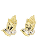 Praying Hands 10K Yellow Gold Earrings | Appx 5/8 Inches Wide Gold Earrings For Men FROST NYC