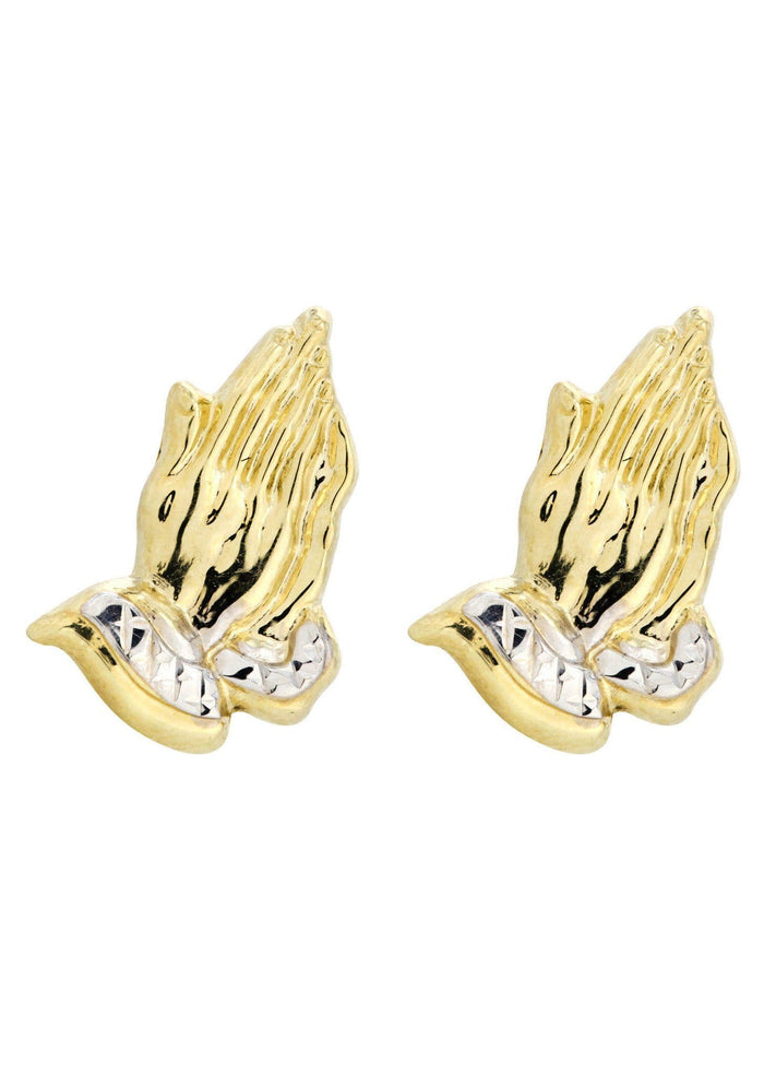 Praying Hands 10K Yellow Gold Earrings | Appx 5/8 Inches Wide Gold Earrings For Men FROST NYC
