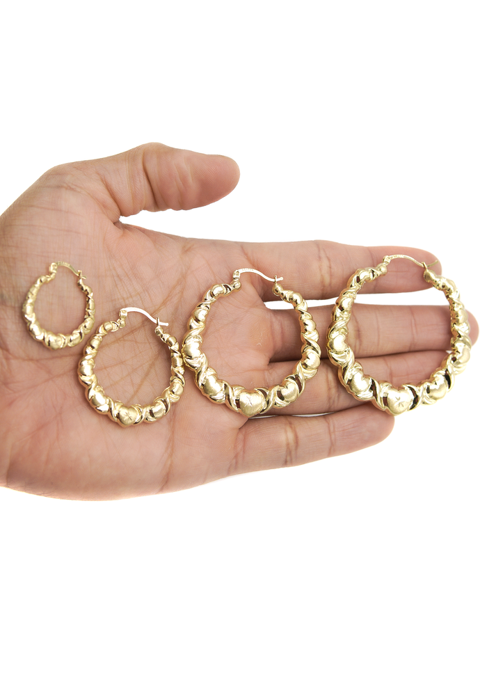 10K Womens Gold Hoop Earrings | Customizable Size