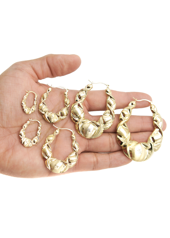 10K Womens Gold Hoop Earrings | Customizable Size