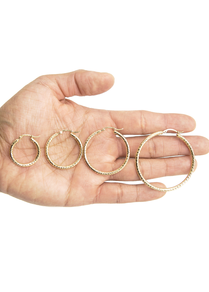 10K Womens Gold Hoop Earrings | Customizable Size