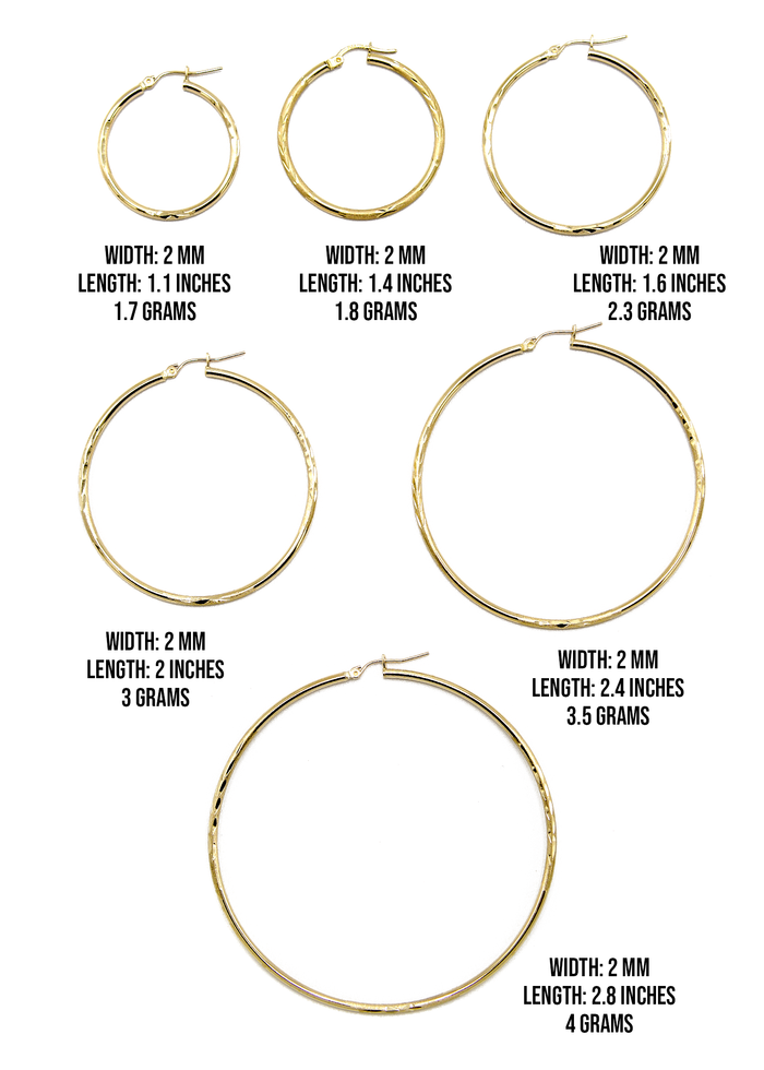 10K Womens Gold Hoop Earrings | Customizable Size