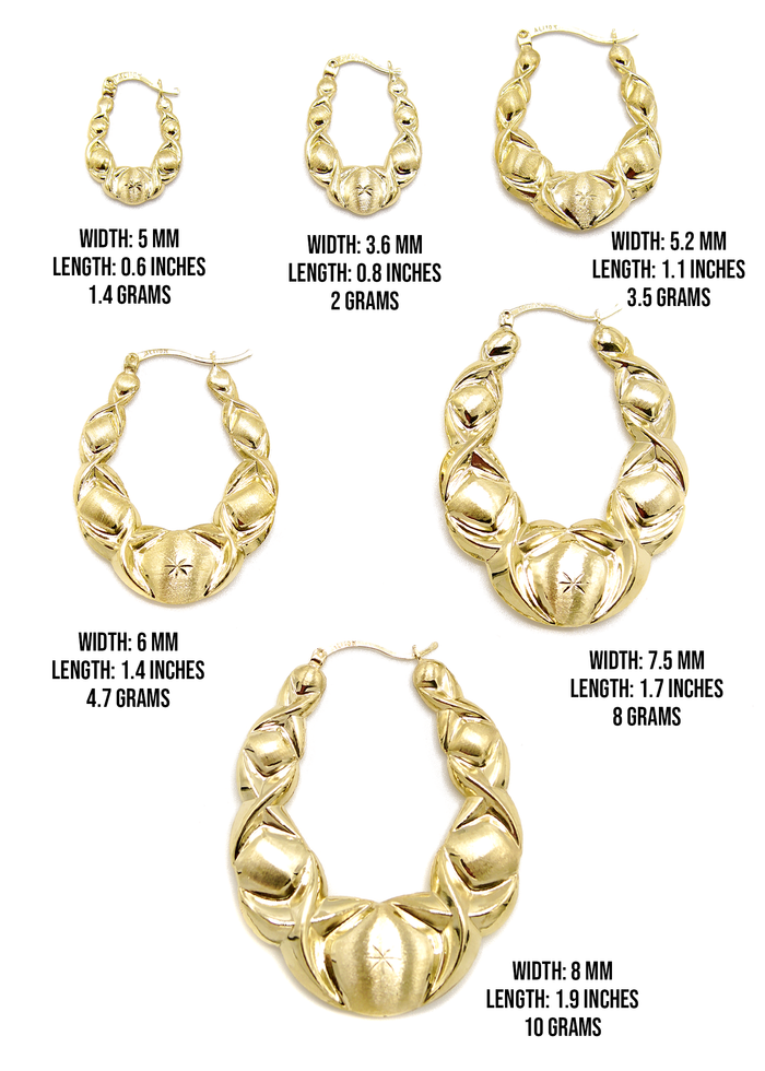 10K Womens Gold Hoop Earrings | Customizable Size