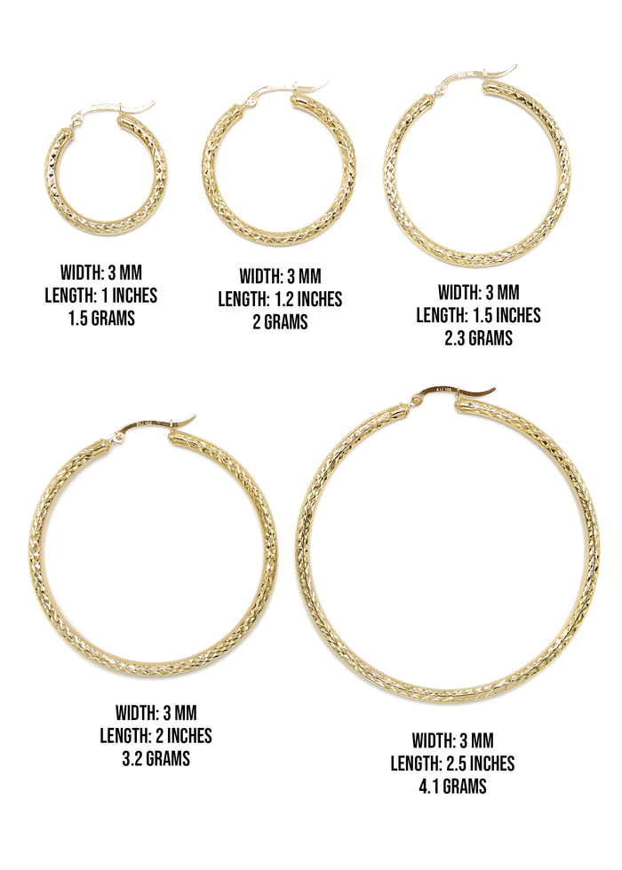 10K Womens Gold Hoop Earrings | Customizable Size