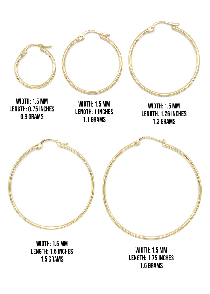 10K Womens Gold Hoop Earrings | Customizable Size
