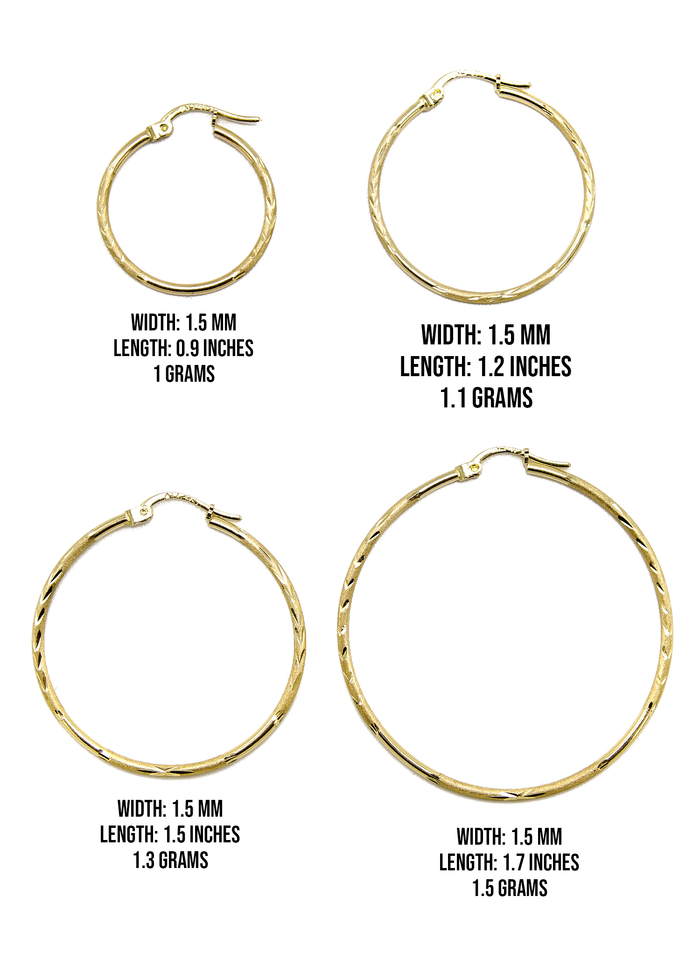 10K Womens Gold Hoop Earrings | Customizable Size