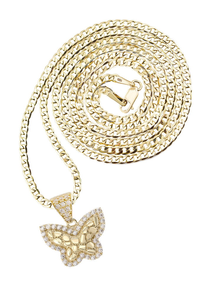 10K Yellow Gold Butterfly Nugget Necklace | Appx. 1.5 - 5.5 Grams