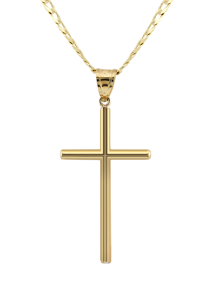 10K Yellow Gold Cross Necklace | Small 3 Grams - Large 7 Grams