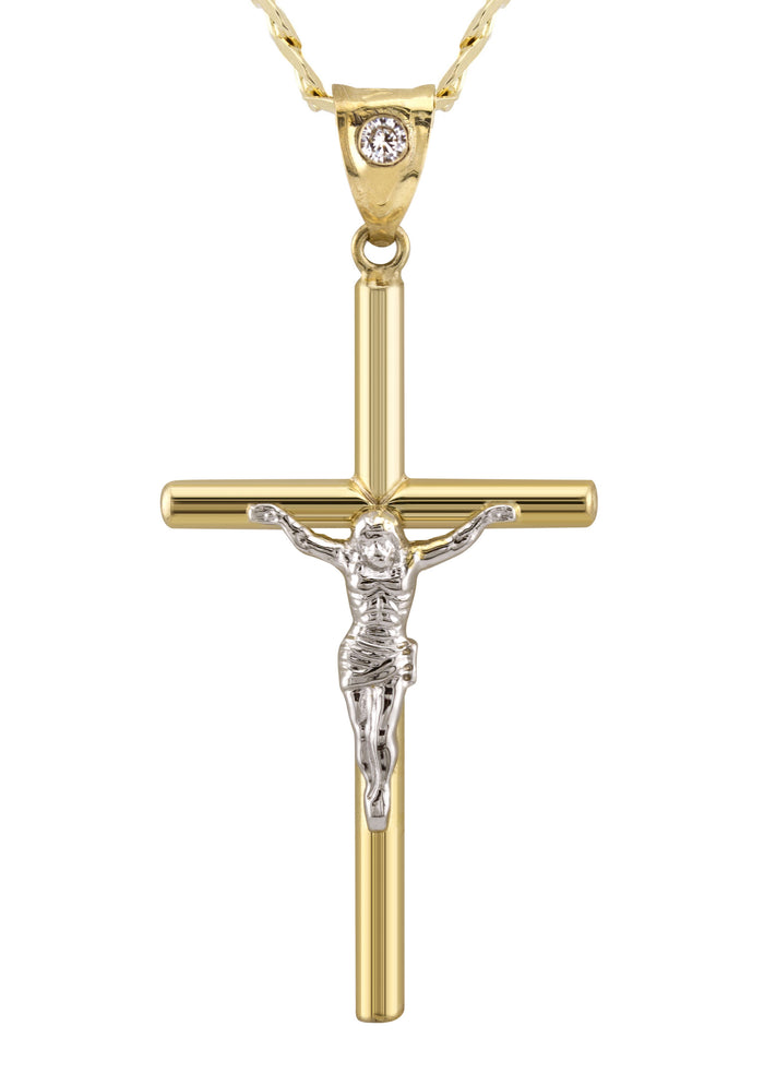10K Yellow Gold Cross Necklace | Small 4 Grams - Large 8 Grams
