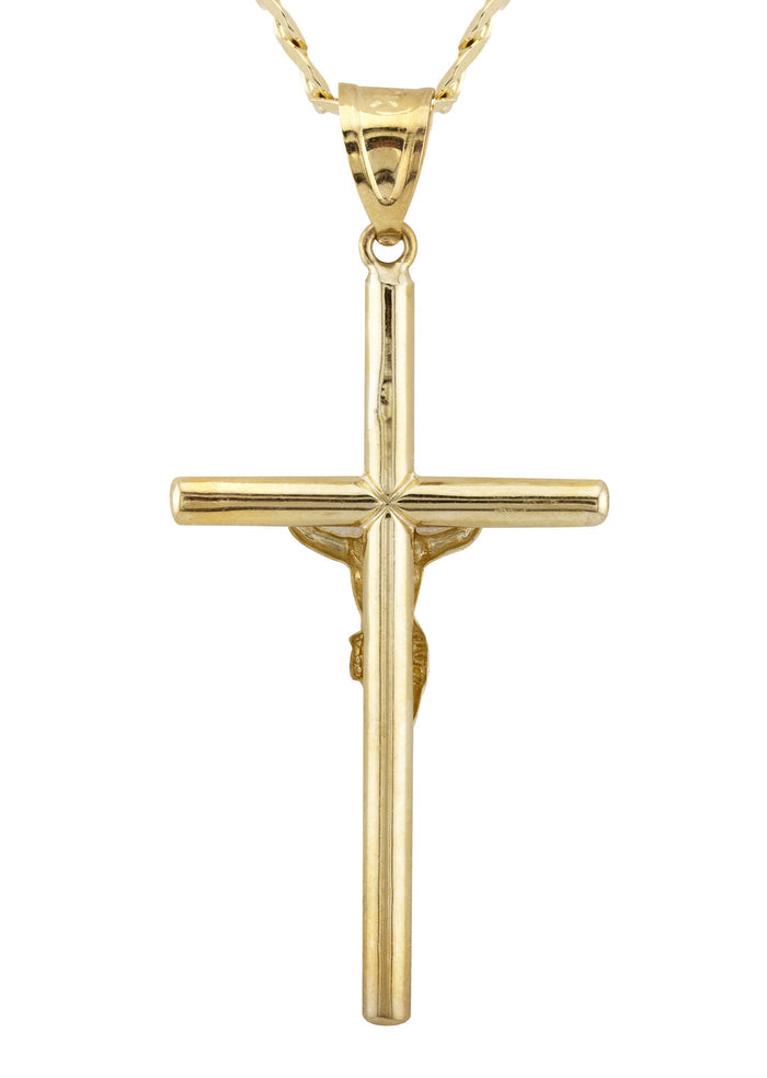 10K Yellow Gold Cross Necklace | Small 4 Grams - Large 8 Grams