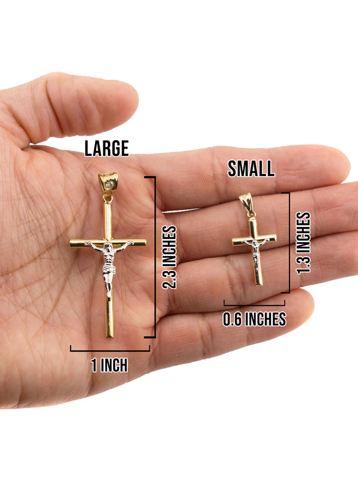 10K Yellow Gold Cross Necklace | Small 4 Grams - Large 8 Grams