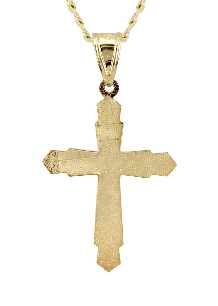 10K Yellow Gold Cross Necklace | Small 5 Grams - Large 11 Grams
