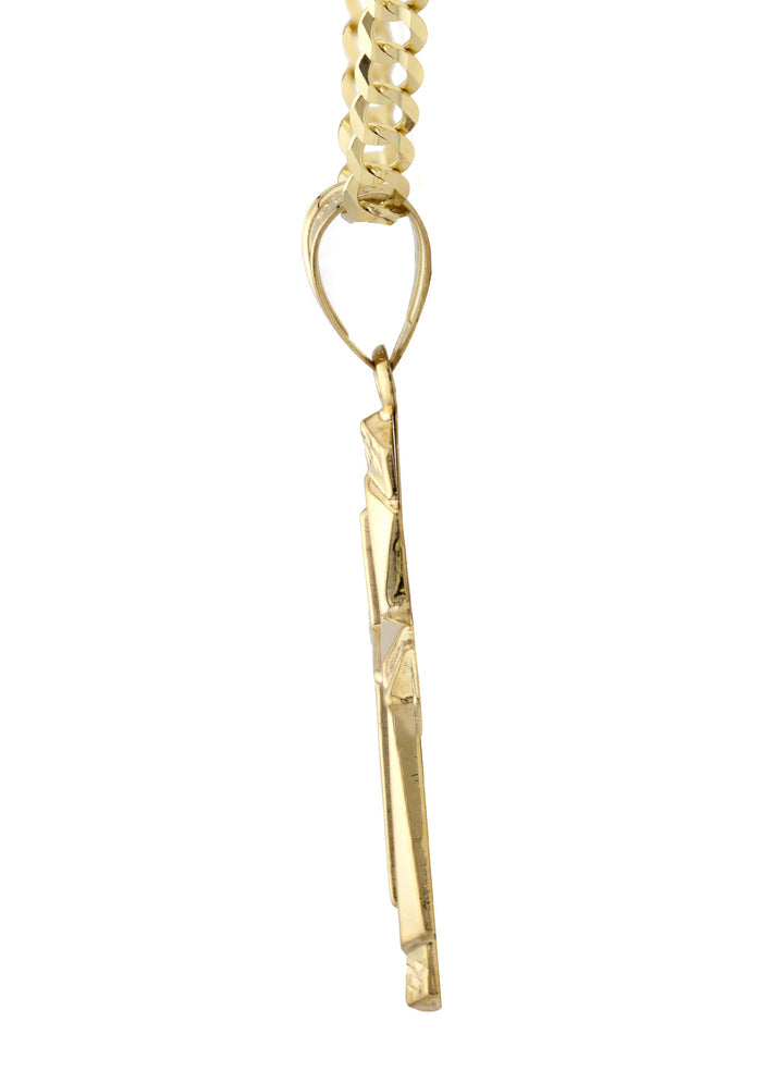 10K Yellow Gold Cross Necklace | Small 5 Grams - Large 11 Grams